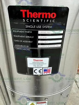 USED THERMO HYPERFORMA STAINLESS STEEL WATER JACKETED SINGLE USE 50L 5:1 BIOREACTOR