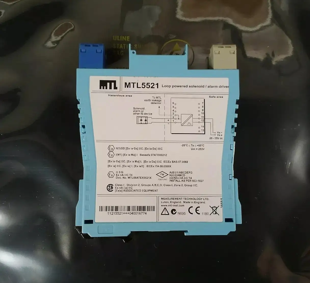 MTL INSTRUMENTS MTL5521 LOOP POWERED SOLENOID/ ALARM DRIVER Loc. DHG
