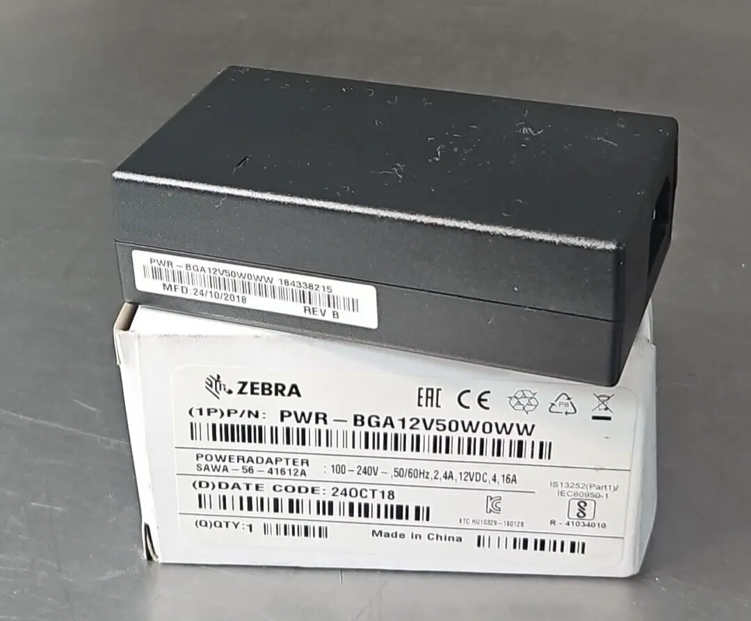 Zebra PWR-BGA12V50W0WW Power Adaptor 50/60Hz 4A 12VDC (BIN344)