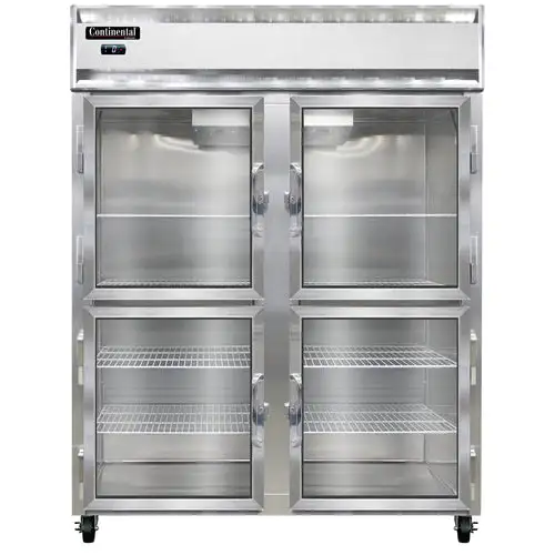 Continental 2FENSSGDHD 57" Two Section Reach In Freezer, (4) Left/right Hinge Glass Doors, 115/208-230v