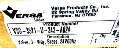NEW VERSA VALVES VSG-3521-U-243-A024 THREE-WAY BRASS VALVE VSG3521U243A024