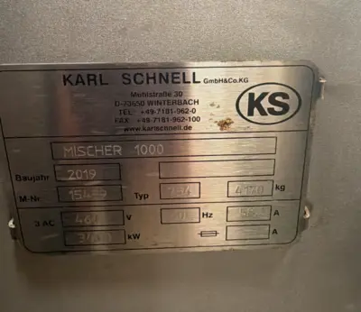 USED 2019 KARL SCHNELL Mixer 1000