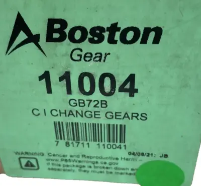 NEW BOSTON GEAR GB72B CI CHANGE GEARS 11004
