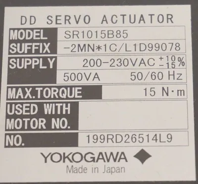USED YOKOGAWA SR1015B85 DC SERVO ACTUATOR 200-230VAC, 50-60HZ