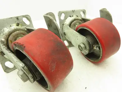 4" Caster Wheel Poly/Cast Locking Swivel Base 2" Wide 5-1/2" Height Lot of 2