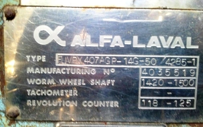 Alfa-Laval FUVPX 407 AGP-14 sanitary separator, 316SS.