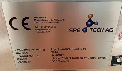 USED 2014 SPE TECH AG GIGH PRESSURE PUMP SKID 14-7002