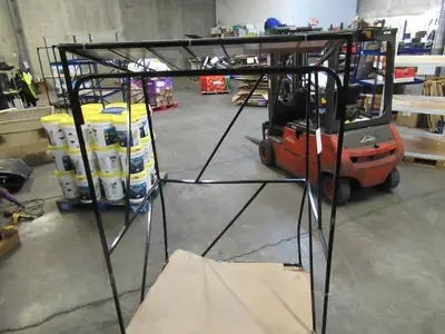 Welded Black Metal Frame Built to Fit Onto Pallets with Angled Roof - Perfect for Projects