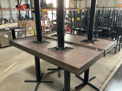 Used LOT OF (5) BARTOP TABLES WITH WOODED TOPS AND METAL LEGS Preparation Tables Michigan US | Miedema Asset Management Group #1761567