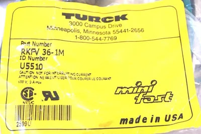 7 NEW TURCK RKFV36-1M RECEPTACLE RKFV361M