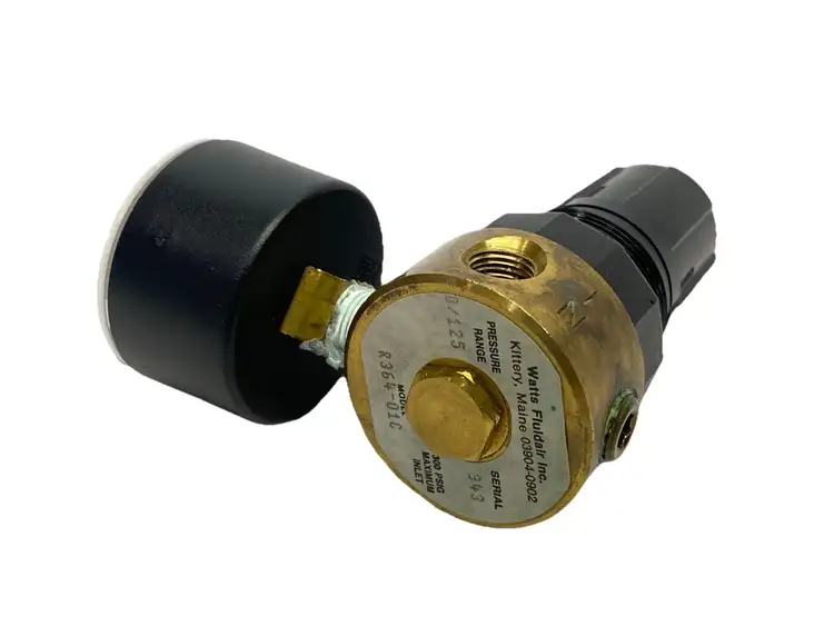 Used WATTS FLUIDAIR PRESSURE REGULATOR 0-125PSIG 1/8" NPT W/ GAUGE Air Pressure Regulators Michigan US | Maverick Industrial Sales #1090642