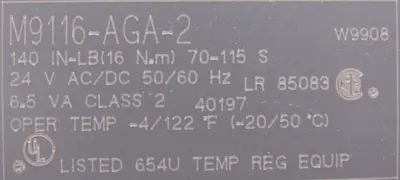 NEW JOHNSON CONTROLS M9116-AGA-2 ACUATOR M9116AGA2