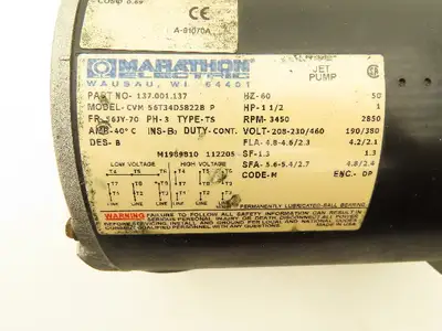 Scot 231 Stainless Centrifugal Pump 1.25 x 1" NPT 1.5Hp 3500 RPM 460V 3PH