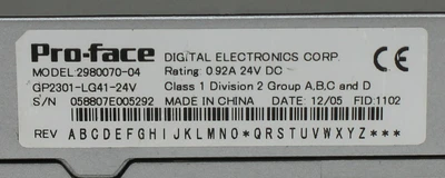 Proface 2980070-04 GP2301-LG41-24V Touch Panel W/ Proface GP077-CL11 CC-Link