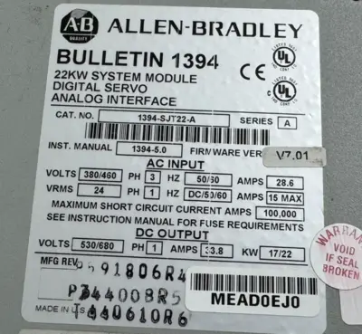 USED ALLEN-BRADLEY ALLEN BRADLEY 1394-SJT22-A
