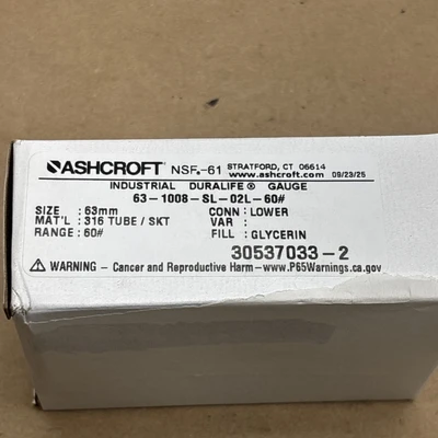NEW Ashcroft 63-1008-SL-02L-60#