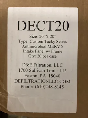 D&E Filtration DECT20 20″ X 20″ Spray Booth Intake Filter -NIB of 20