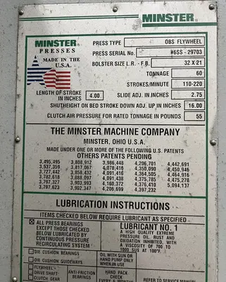USED 1998 MINSTER MINSTER 6SS PRESS