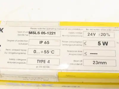 Sick MSLS 05-1221 Safety Light Curtain Transmitter