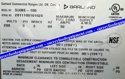 USED GARLAND COMMERICAL RANGES LTD SUME-100