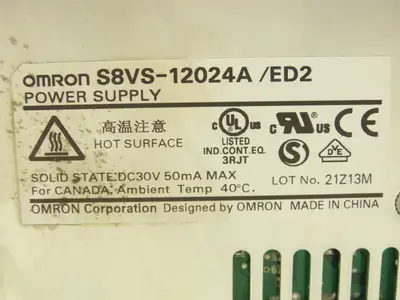 Omron S8VS-12024A Switch Mode Power Supply In 100-240VAC Out 24VDC 5A Lot of 3
