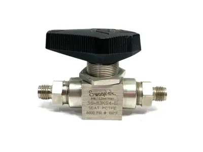 USED SWAGELOK STAINLESS STEEL HIGH PRESSURE BALL VALVE, SEAT PCTFE, 6000PSI