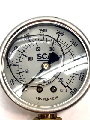 0414.0009 | SCA Schucker 0414.0009 SS Liquid Filled Pressure Gauge 0-350 PSI 2.5" 1/4 NPT - Used