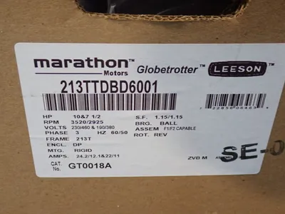 Used MARATHON MOTORS 213TTDBD6001 Motors (misc) Ohio US | HGR 24 #912607