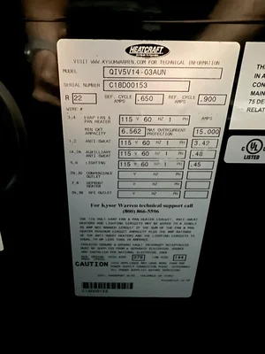 1-0605 Kysor Warren QIV5V Reach In Low Temp Remote Freezer