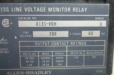 USED ALLEN BRADLEY 813S-VOH LINE VOLTAGE MONITOR RELAY 813SV0H