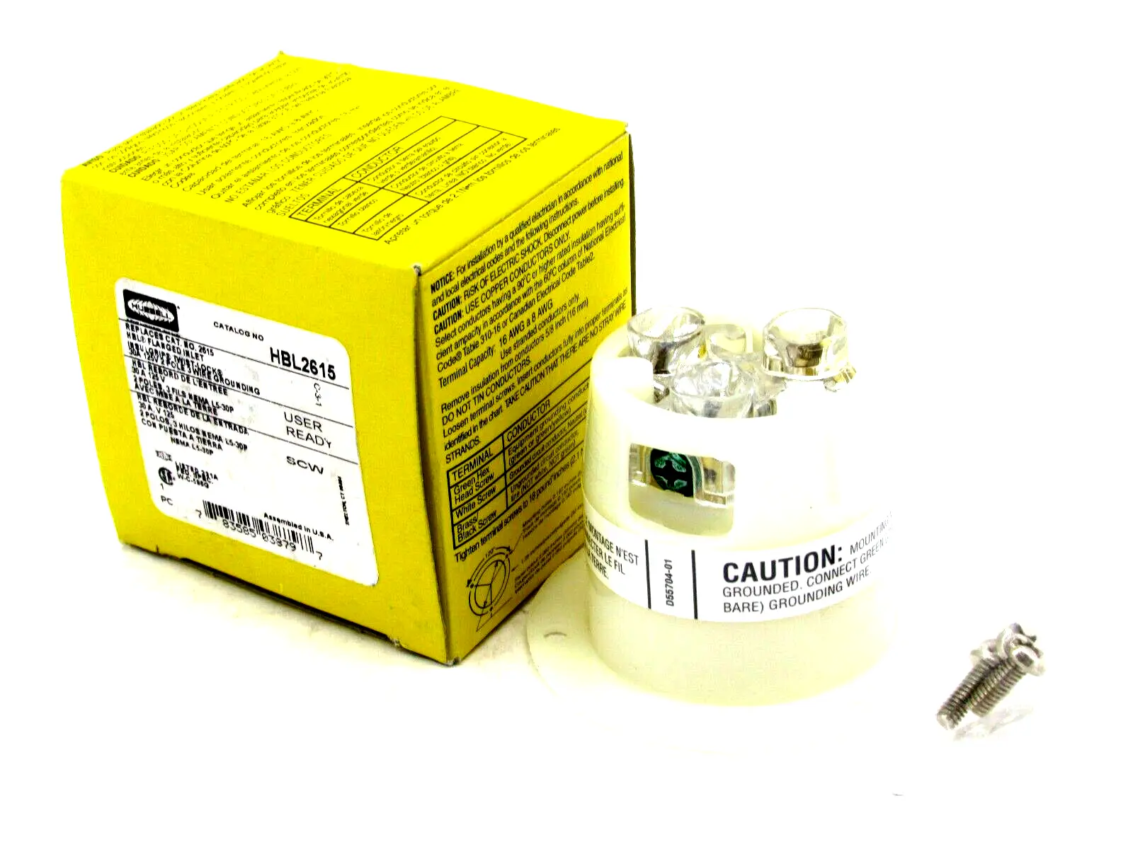 NEW HUBBELL HBL2615 POWER ENTRY CONNECTOR
