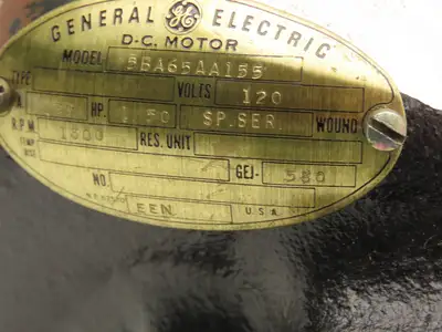 GE General Electric 5BA65AA155 DC Motor 1/50Hp 1800 RPM 120V 3/8"Shaft