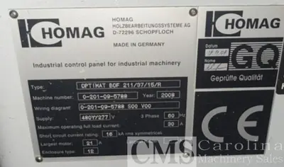 USED 2008 HOMAG OPTIMAT BOF 311 CNC ROUTER