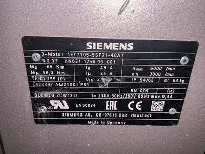 Used SIEMENS 1FT71055SF714CA1 Motors (misc) Ohio US | HGR 24 #1352701