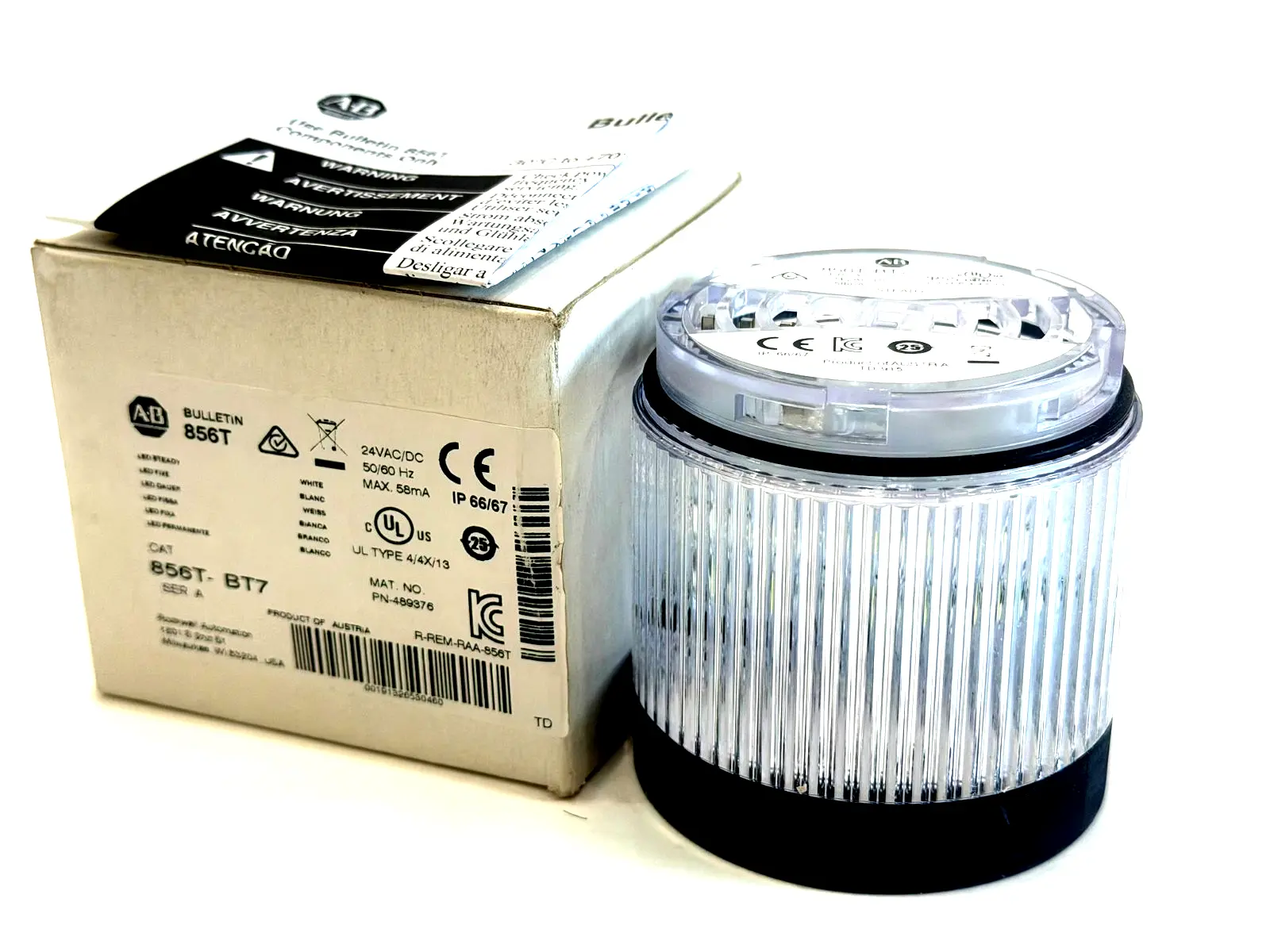 ALLEN BRADLEY 856T-BT7 STACK LIGHT SERIES A 856TBT7 NEW, SURPLUS