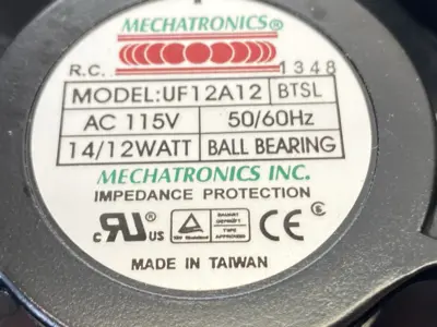USED MECHATRONICS ALUMINUM FRAME BALL BEARING COOLING FAN 115VAC 14/12W