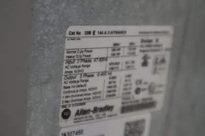 ALLEN BRADLEY 20BE144A3AYNANC0 POWERFLEX 700 150HP AC DRIVE - STOCK SGF-5