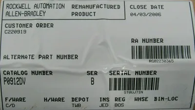 REMANUFACTURED ALLEN BRADLEY P0912DV CPU PROCESSOR SER.B