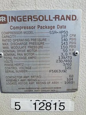 USED 1992 INGERSOLL RAND SSR -50HP