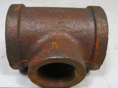 2" x 1-1/4" x 2" Black Iron Pipe Reducing Tee Fitting NPT Lot Of 21