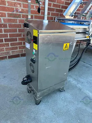 USED REDEMAC STAINLESS STEEL DUAL CONVEYOR PACKAGING MACHINE W/ OPTEL PHARMAPROOF