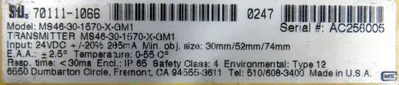 REFURBISHED STI MS46-30-1570-X-GM1 LIGHT CURTAIN SET MS46SR-30-1570-R-FN-GM1 61"