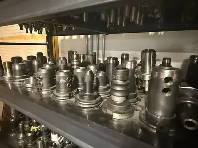 150PC CNC TOOLING LOT: CAT40/50, BT40/50, HSK63, COLLET, END MILL, SHRINK-FIT, BORING HEADS