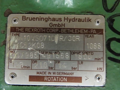 Brueninghaus Hydromatik Pump Type AA10VS071DR/30R  , Unused Condition