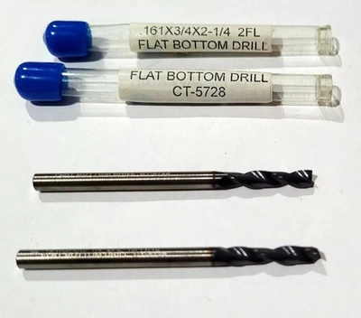 2 California Tool .161 x 3/4 x 2-1/4 Flat Bottom Drill 2 FL Carbide #20 CT-5728
