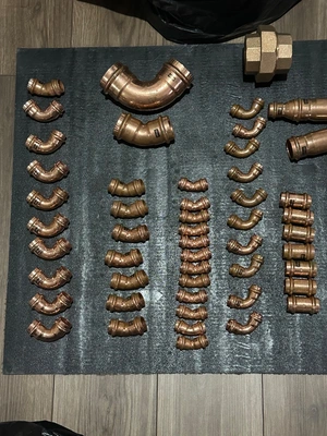 New | in-Stock Viega Copper Press Fittings Lot 43pc 1/2-1in 90° Elbows Couplings Unions Adapters HVAC Parts and Equipment US | USA supplier #1279078
