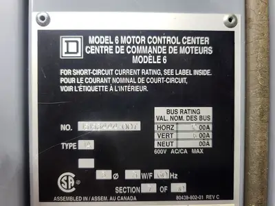 USED SQUARE D MODEL 6