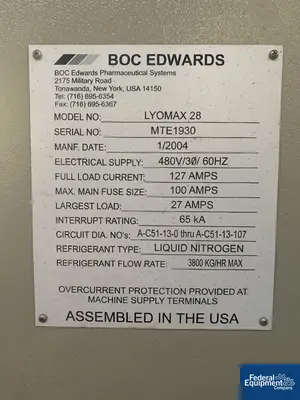 USED BOC Edwards 300 Sq Ft BOC Edwards Freeze Dryer, Model Lyomax 28
