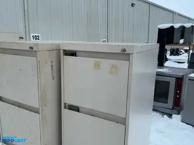 Lot of (2) metal filing cabinets with 4 drawers approx. 15”x29”x52”