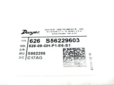 NEW DWYER 626-09-GH-P1-E6-S1 PRESSURE TRANSMITTER 626 S56229603 62609GHP1E6S1